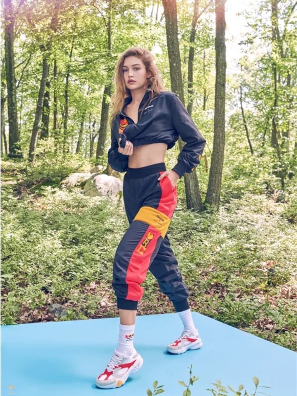 Reebok Black Track Pants with Red & Yellow Panels
